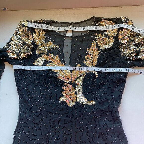 Vintage Haute Sheer Silk Sequin Coctail Dress Silver gold sequin Women’s 10 by N - Picture 8 of 14